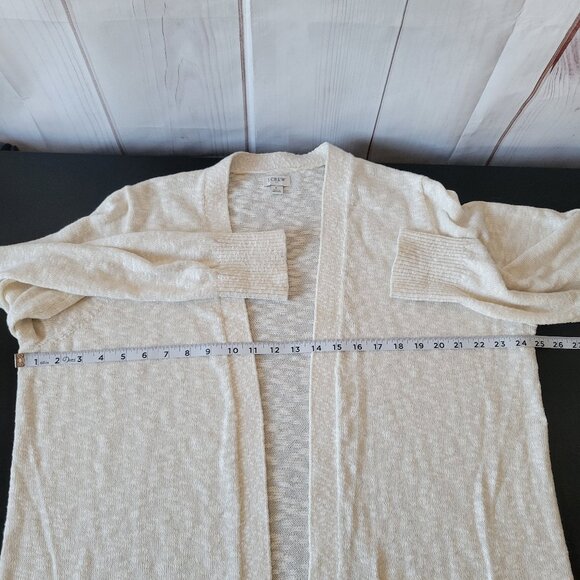 J Crew Textured Knit Open Front Long Cardigan Sweater, Cream Color, Pockets, EUC - Picture 9 of 10